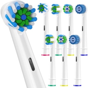 Sulkiwe Recambios de Cepillos Eléctricos Compatible con Oral B Braun, 8 Cabezales de Repuesto - Incluye 2 cross, 2 Floss, 2 Precision, 2 Sensitive (blancos)
