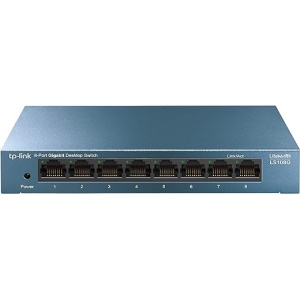 Switch de 8 puertos TP-Link LS108G: Ethernet Gigabit Switch (10/100/1000), con carcasa metálica, ultraligero y con excelente disipación de calor, ahorro de energía, silencioso y...