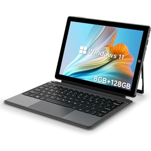 Tablet Laptop ALLDOCUBE 2 en 1 con Teclado, Windows 11, Procesador Intel Celeron N4120, 8GB RAM 128GB SSD, Pantalla FHD IPS 1920x1280, WiFi 2.4G+5G, Bluetooth 4.2, Puerto USB...