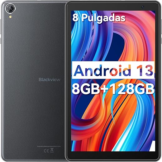 Tableta Blackview de 8 pulgadas con Android 13, Tab50 WiFi 8GB+128GB ROM (1TB TF), Tableta WiFi 6, Pantalla HD+ de 1280x800, Batería de 5580mAh, Tablet con...