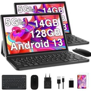 Tableta más reciente de 2024: 10 pulgadas, 14GB RAM + 128GB ROM (1TB TF), Android 13 5G + 2.4G WiFi, núcleos 2.0Ghz, GPS, Bluetooth 5.0, 8MP + 5MP, Tipo C, OTG, Cast, Tablet PC...