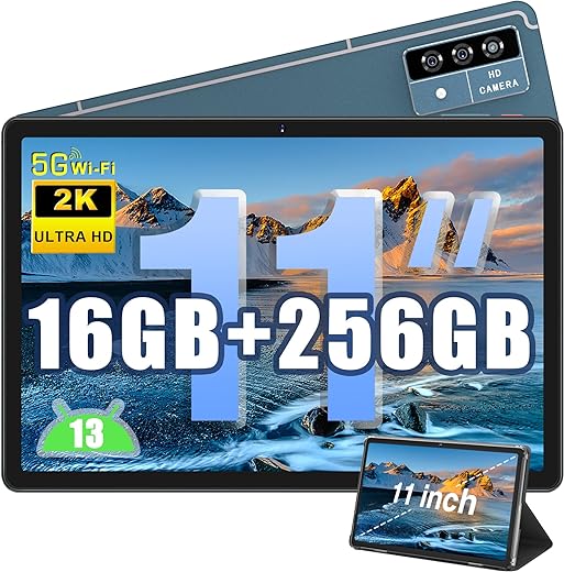Tableta más reciente de 2024, 2K+ de 11 pulgadas, 16GB de RAM+256GB de ROM (1TB TF), Tablet Android 13, 2000*1200 píxeles, 8-Core 2.0GHz, 4 Altavoces, 8600mAh, WiFi 5G, BT 5.0,...
