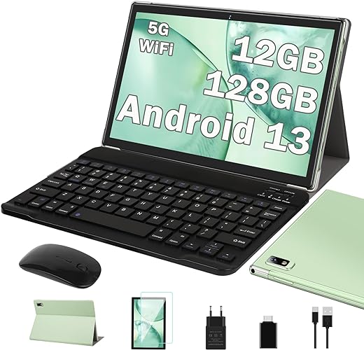 Tableta más reciente de 2024 de 10 pulgadas con Android 13, 12GB de RAM+128GB de ROM/TF 1TB, WiFi 5G, Procesador de 8 núcleos de 2.0 GHz | Certificado GMS | Bluetooth 5.0 |...