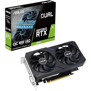 Tarjeta gráfica gaming Asus Dual NVIDIA GeForce RTX 3050 V2 OC Edition con PCIe 4.0 y 8 GB de Memoria GDDR6, HDMI 2.1, DisplayPort 1.4a, DVI-D, diseño de 2 Ranuras y tecnología...