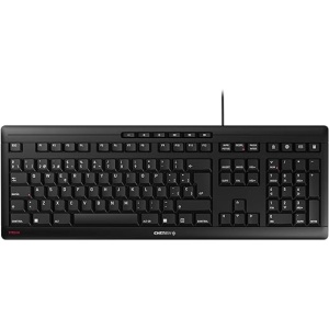 Teclado CHERRY STREAM con cable en español (QWERTY), Pulsación silenciosa y sensación única al escribir, Diseño plano color negro
