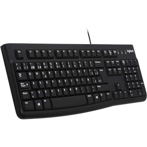 Teclado con cable Logitech K120 Business para Windows, tamaño normal, resistente a líquidos, barra espaciadora curvada, compatible con PC/Portátil, disposición QWERTY en...