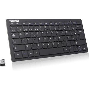 Teclado Inalámbrico TECKNET Mini 2.4G Ultra Delgado para PC, Smart TV Android y Laptops con la Ñ (Español, USB)
