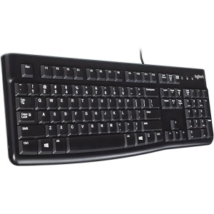 Teclado Logitech K120 con Cable para Windows, Conexión USB Plug-and-Play, Tamaño Estándar, Resistente a Salpicaduras, Barra de Espacio Curvada, Compatible con PC y Portátil,...