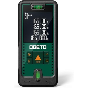 Telémetro Láser OGETO con Medidor de Distancia Digital y Pantalla LCD Retroiluminada, IP54, Portátil y con Niveles de Burbuja