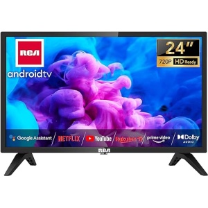 Televisor inteligente RCA de 24 pulgadas con LED HD, Android, WiFi, control por voz de Google Assistant, Google Play Store, Bluetooth y sintonizador digital