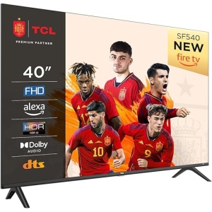 Televisor inteligente TCL 40SF540-40" FHD - HDR & HLG-Dolby Audio-DTS Virtual X/DTS-HD - Bisel sin marco metálico - WiFi de doble banda 5 - con sistema Fire OS 7