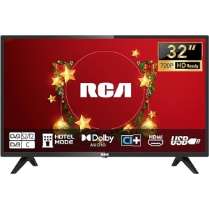 Televisor RCA de 32 Pulgadas LED HD Ready con Sintonizador Digital (DVB-T/T2-C-S/S2), Audio Dolby, Puerto HDMI y USB, Modo Hotel para Dormitorio y Salón, Color Negro, sin...