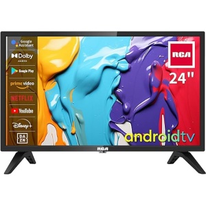 Televisor RCA Smart TV LED HD de 24 pulgadas con WiFi, Bluetooth, Android, Google Assistant, Google Play Store, Chromecast incorporado, sintonizador digital, Netflix, Prime Video
