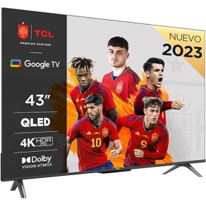 Televisor TCL 43" 43C641, con tecnología QLED, resolución UHD, HDR10+, Game Accelerator de 120 Hz, Dolby Vision y Atmos, Smart TV Game Master impulsado por Google TV