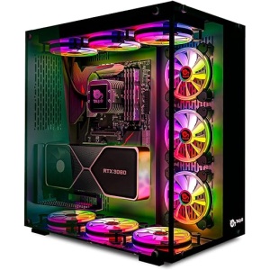 Torre de juegos TALIUS Cronos. Torre de PC con panel de cristal templado. Incluye 3 ventiladores Iris ARGB con centralita, 4 filtros anti polvo magnéticos. (Negro)