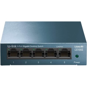 TP-Link LS105G - Conmutador Ethernet de 5 Puertos (10/100/1000Mbps), Gigabit, WiFi, Carcasa Metálica, Ultraligero, Disipación de Calor, QoS, Ahorro de Energía,