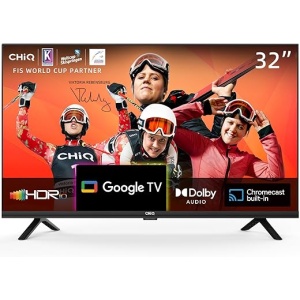 TV CHiQ L32H7G de 32 pulgadas, Smart TV, LED HD, Sin marco, Google TV con HDR, Asistente de Google, Triple sintonizador (DVB-T2/S2/C), WiFi, Bluetooth, HDMI ARC, USB2.0, Ci+