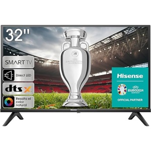 TV Inteligente Hisense 32A4K - 32" con resolución HD, Modo Juego, Deportes IA, Sonido Dolby DTS HD, Alto Contraste, VIDAA U6, y función de Compartir en el televisor (2023)