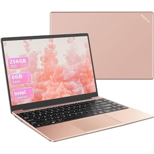WOZIFAN Laptop Win11 Intel N4020 de hasta 2.8Ghz 256GB SSD Admite ampliación hasta 1TB 14" portátil 2.4G+5G WiFi Bluetooth 4.2 Mini HDMI con ratón inalámbrico y